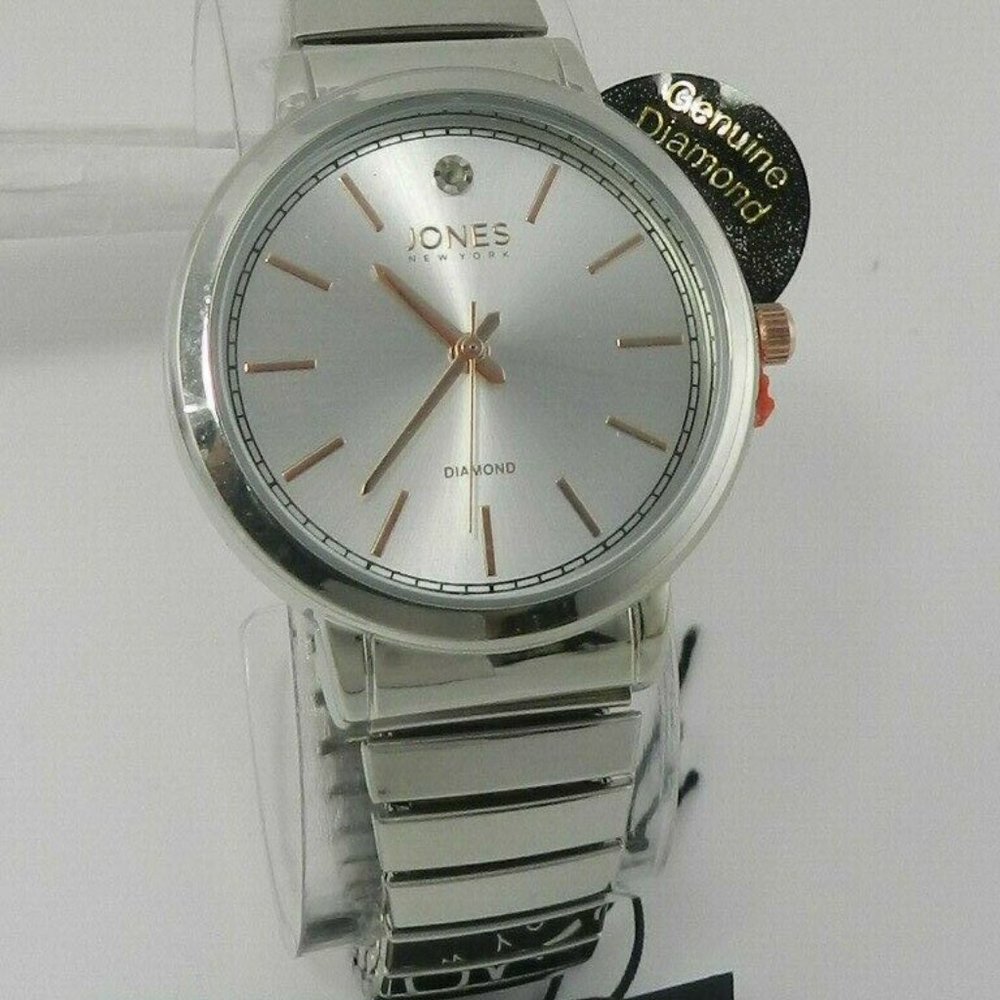 Jones New York Round Diamond Accent Stretch Watch